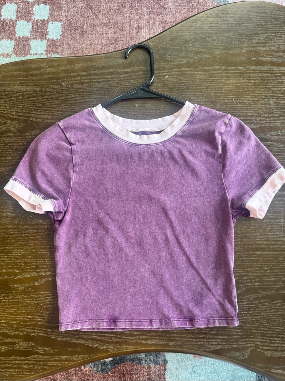 Women’s Purple Ringer Tee with Light Pink Trim